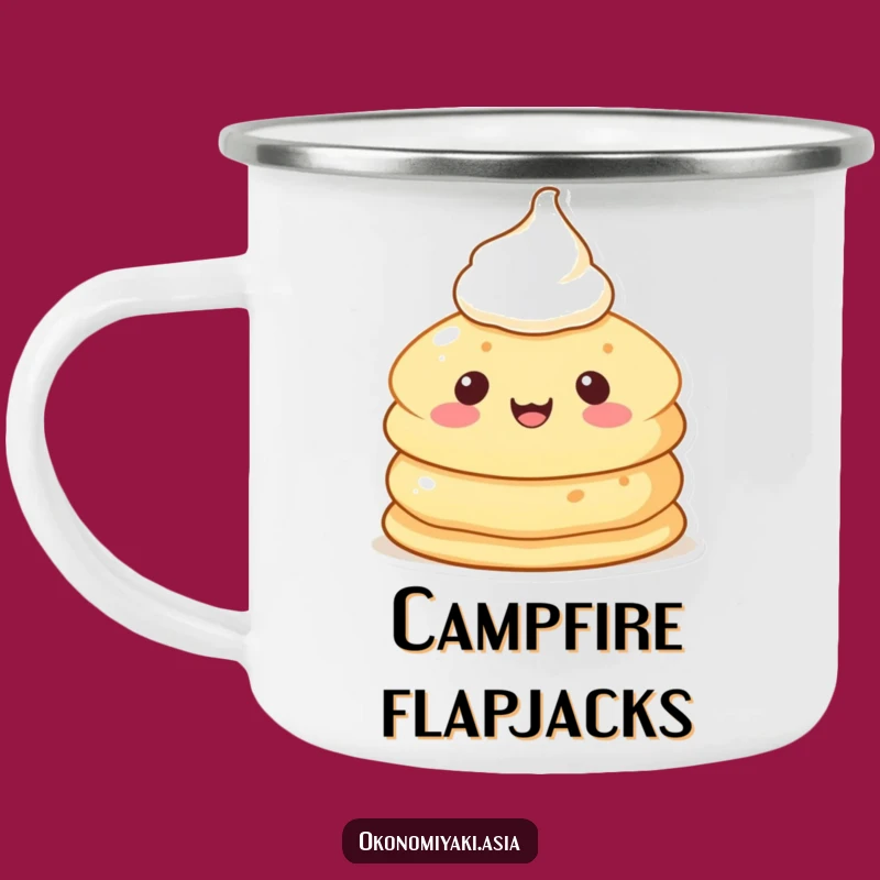 Adventure Funny Pancake Pal Camping Mug: Durable Joy with a Cheerful Breakfast Character