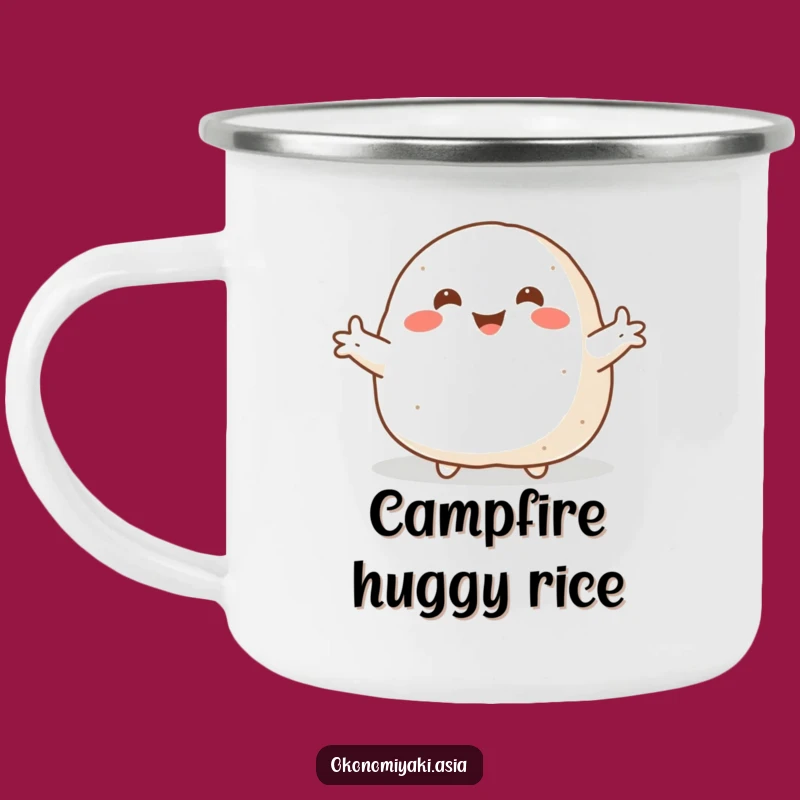 Funny Welcoming Onigiri Camping Mug: Outdoor Hugs, Cute Adventure Gift