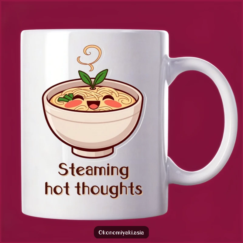 Smiling Ramen Bowl Funny Mug: Steaming Noodles, A Comforting Gift