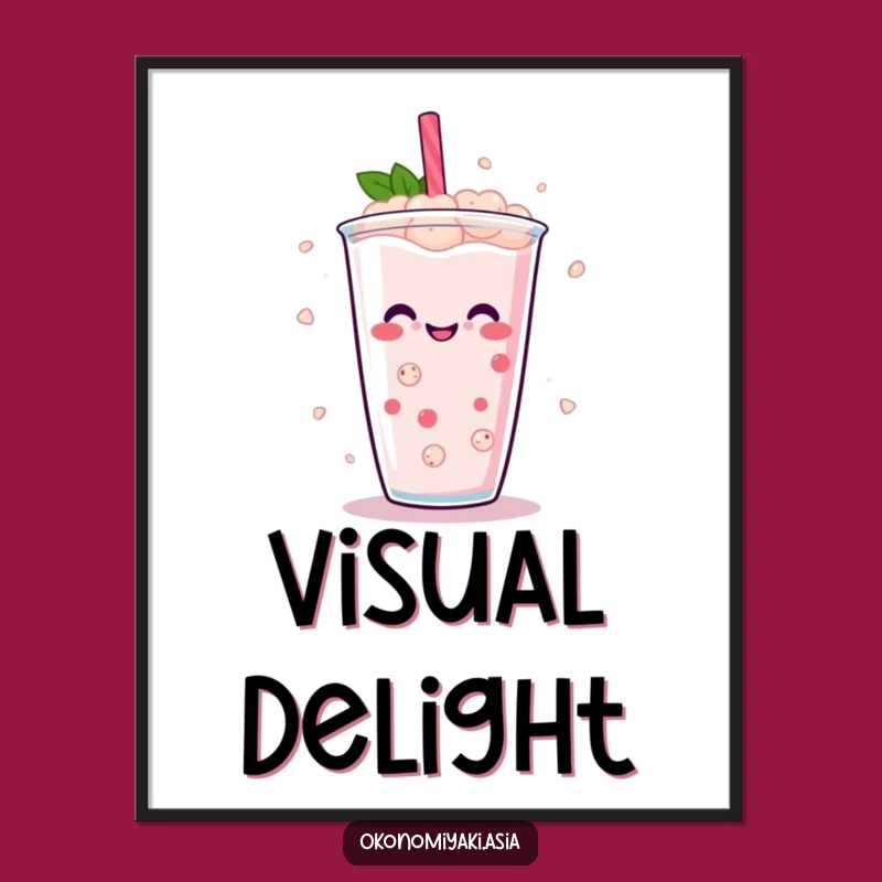 Funny Boba Dance Digital Print: Instant Joy with Dancing Pearls for Walls