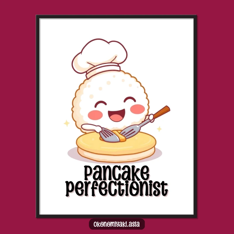 Funny Chef Rice Ball Digital Print - Hilarious Pancake Flipping Instant Download Gift