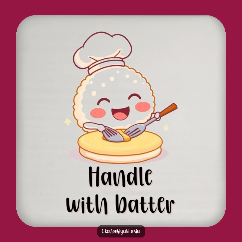 Funny Rice Ball Chef Coaster - Hilarious Pancake Flipping Drink Protector Gift