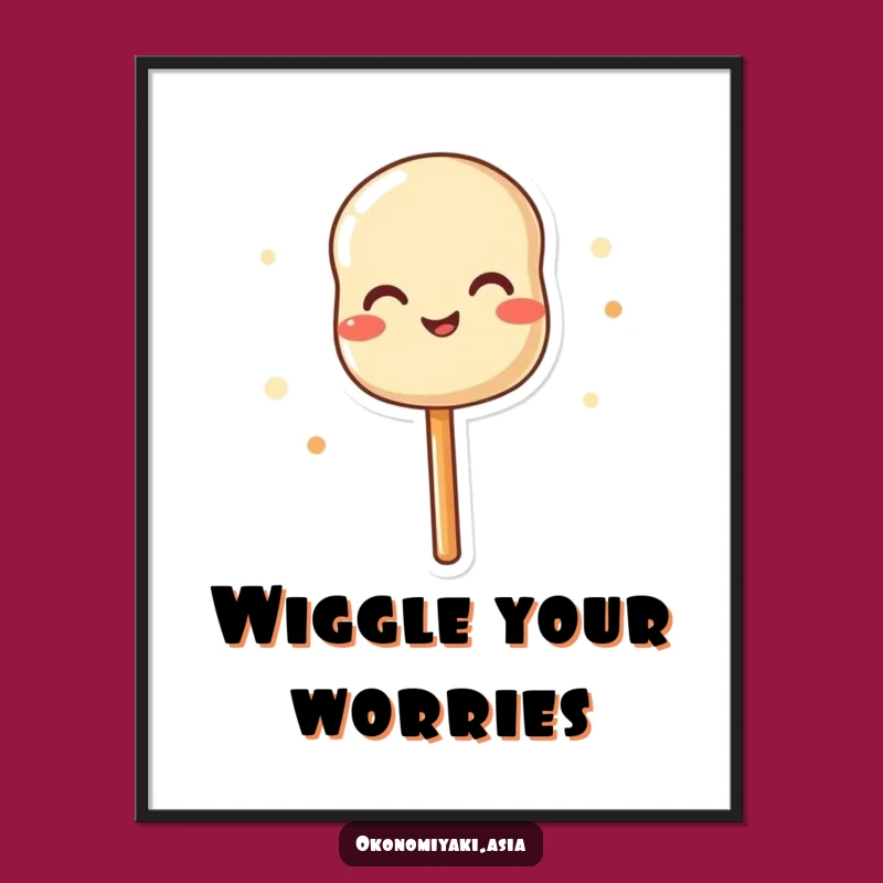 Funny Dango Skewer Poster - Joyful Wiggling Cartoon Art Print Gift