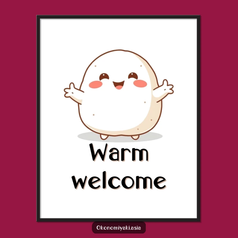 Funny Welcoming Onigiri Poster: Cute Wall Art, Cozy Gift
