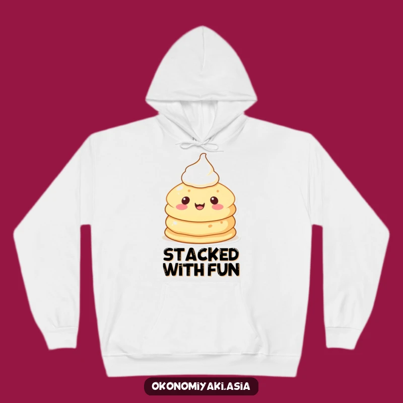 Cozy Funny Pancake Pal Hoodie: Warm Comfort with a Cheerful Breakfast Character