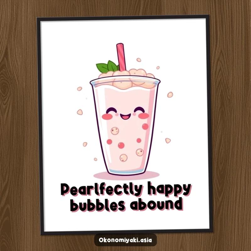 Funny Free Printable Wall Art: Abstract dancing boba pearls create a joyful and energetic scene, perfect for modern decor.