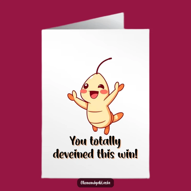 Funny Free Printable Congrats Card: Shrimp Celebration Jump - Humorous Downloadable Gift