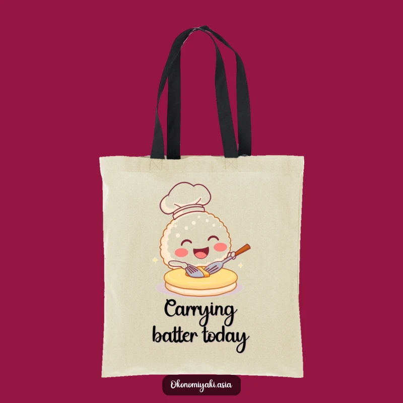 Funny Rice Ball Chef Tote Bag - Hilarious Pancake Flipping Grocery Gift